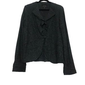 Harve Benard Granola Girl Gray Boiled Wool Peplum Blazer Womens Size L Preppy